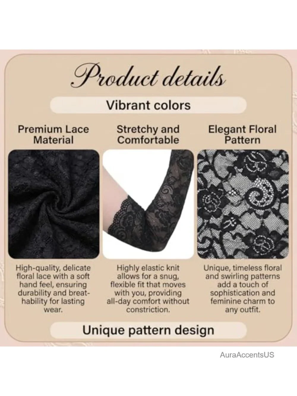 Women Lace Arm Sleeves Fingerless Gloves Elbow Length Floral Hollow Arm Warmers